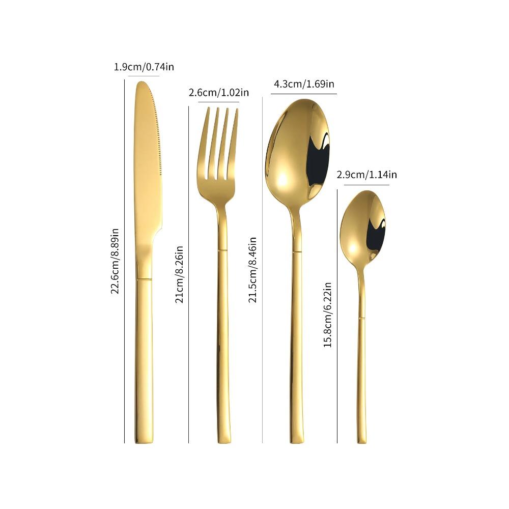 4/6/16/24pcs Gold Stainless Steel Cutlery Household Knife, Fork and Spoon Cutlery Set for Home Restaurant Hotel Party