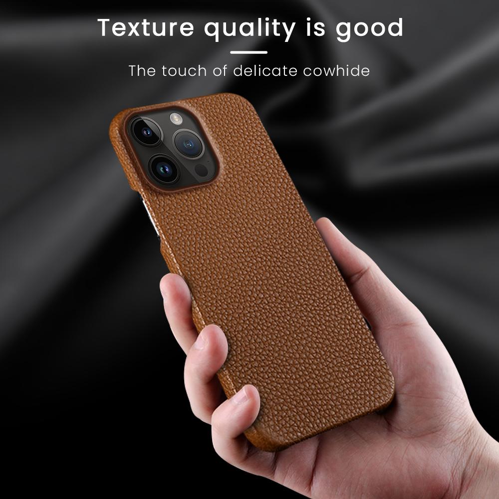 Luxury Lychee Genuine Leather Case for iPhone 13 Pro Max 13 Mini Shockproof Cowhide Back Cover Clearance Sale Premium Funda