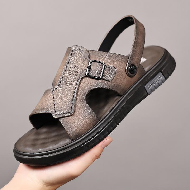 Summer sandals men's wear-resistant and durable dual-purpose beach shoes cowhide outdoor beach shoes