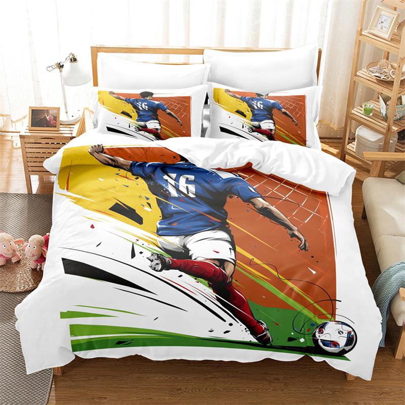 Football Bedding Set Boys Duvet Cover Ball-game Star Quilt Cover Room Gorgeous Competitive Sports Bedding Queen Duvet Cover Set
