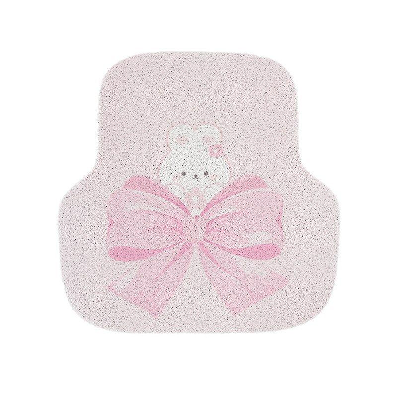 Cartoon Bowknot Car Floor Mats, Silk Loop Printed Anti-Dirt and Anti-Slip Floor Mats for the Car, Cute Decorative Car Floor Mats Default