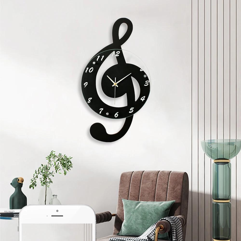 

Durable Stylish Musical Note Wall Clock, Silent Non-Ticking, Battery Operated, Modern Black Decor, 9.45In Round, Quartz Movement чорний