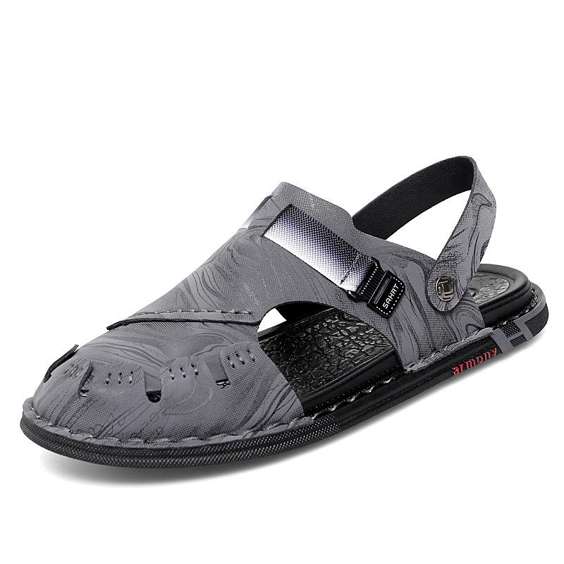 

2025 Баотоу сандалии мужские туфли тренд лето водительская обувь двойного назначения нескользящие мягкая подошва износостойкие вьетнамские пляжные шлепанцы 45