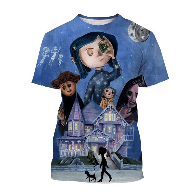 

Нова літня футболка з 3D-принтом Coraline Чоловіки Жінки Жахи Аніме Футболки з короткими рукавами Великі футболки Harajuku Верхній дитячий одяг L