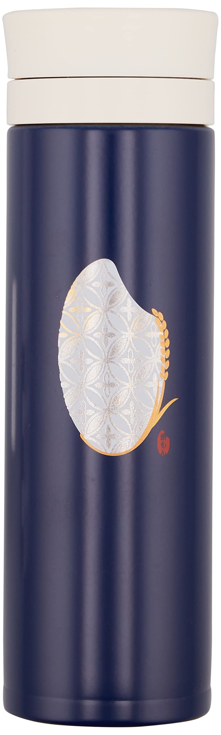 

Tatsumiya Lightweight Stainless Steel Mug Navy Rice 36617 Bottle, 300ml, Blue, Pattern, темно-синий