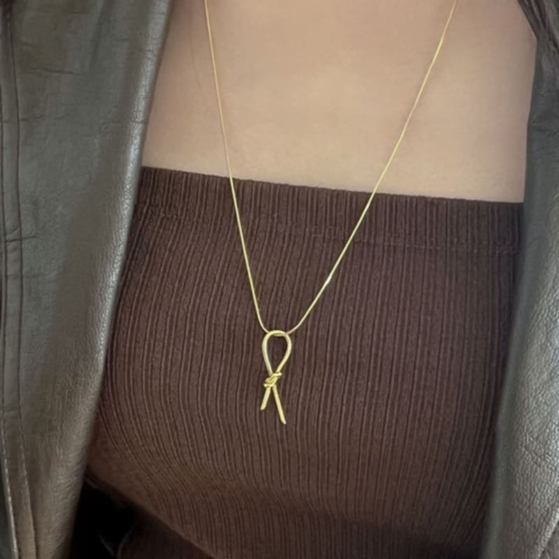 Youngglow Silver925 Knot Snake Chain Necklace (2color)