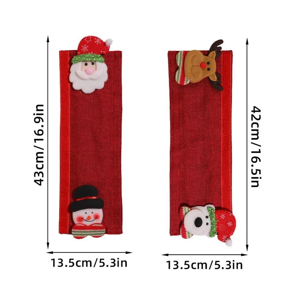 Christmas Decorations Microwave Doorknob Cover Protective Cover Door Pull Gloves Linen Refrigerator Handle Gloves