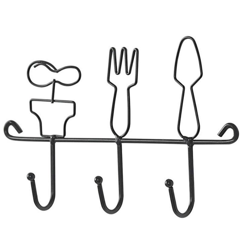 1pc  Iron Kettle Wall Hook Ins Simple Key Rack Nordic Coat Hooks Black Hat Hanger for Home Decorate