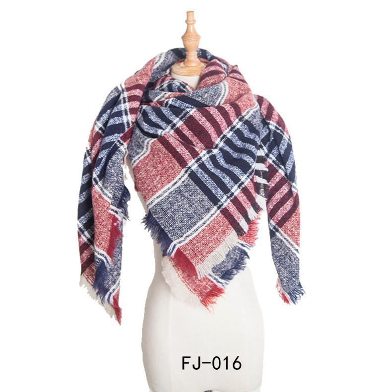 European & American Autumn/Winter Thick Double-Sided Plaid Scarf & Shawl for Women