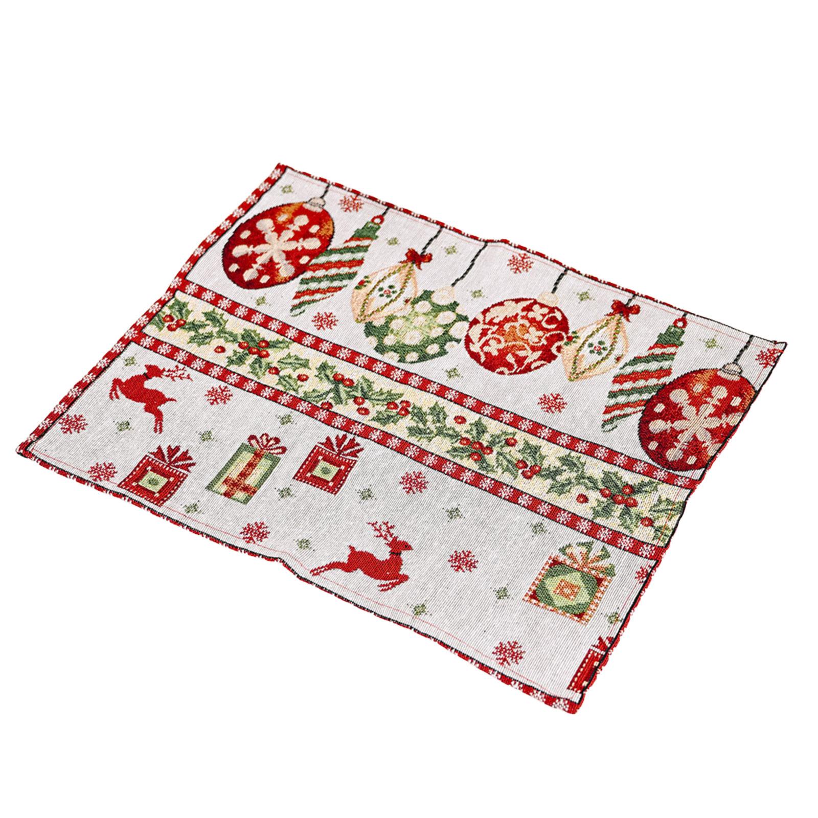 

Рождественская скатерть Мультяшный Клаус Рождественская елка Подкладка на обеденный стол Трикотажная ткань Изоляционная подкладка Украшение One Size