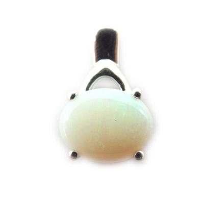 [J5701] - Pendentif Argent artisanal 'Déesse Opale' blanc argenté (rhodié) - 17x11 mm