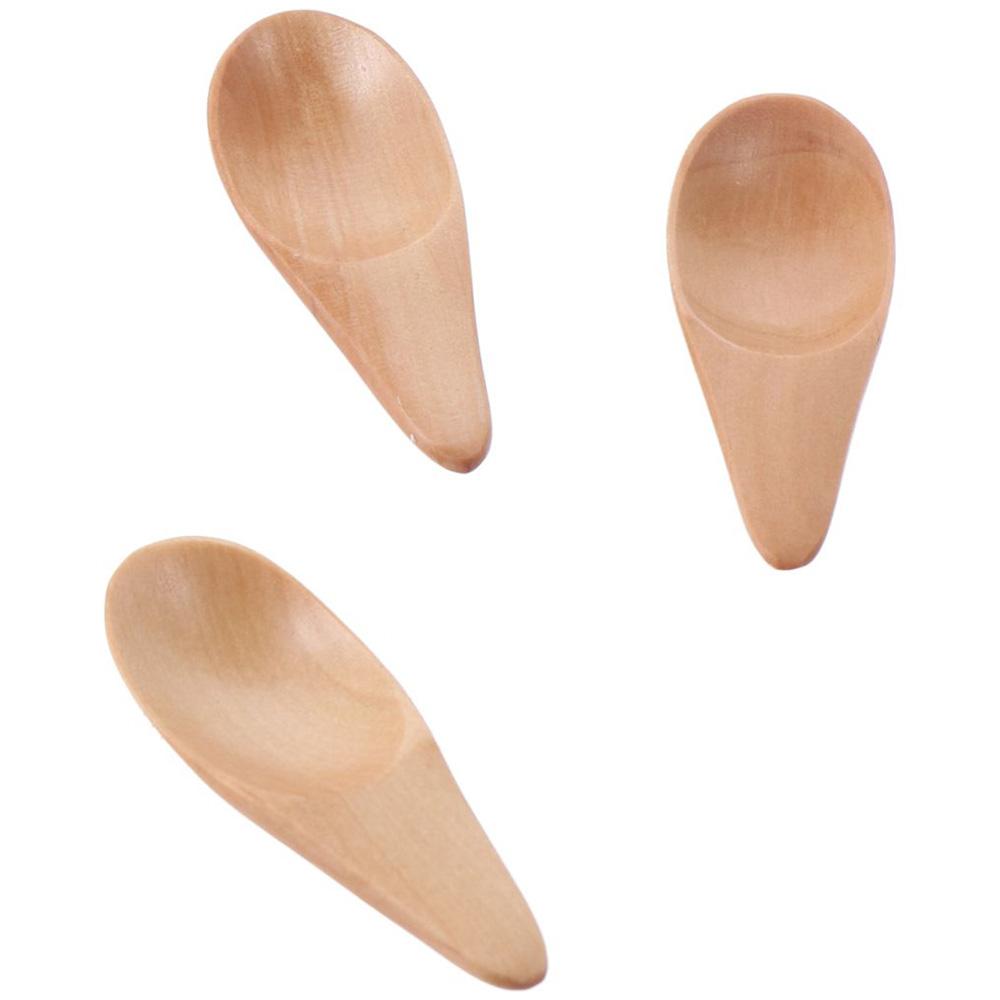 1/6 Stück Naturfarbe Kleiner Salzlöffel Massivholz Kaffeelöffel Reinigbarer Gewürzlöffel Bar