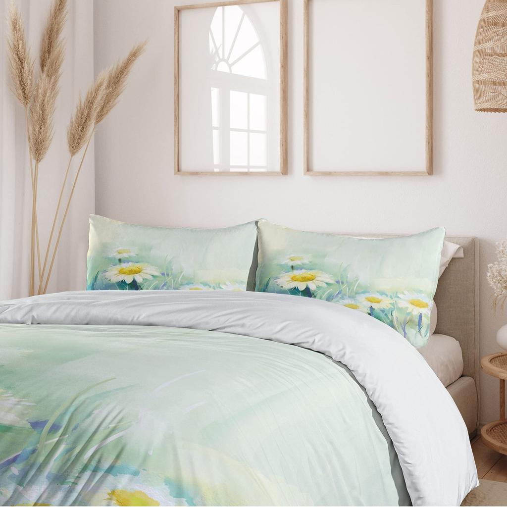 Daisy Flower Three-Piece Quilt Cover 3D Digital Printing Bedding Set Bed Cover