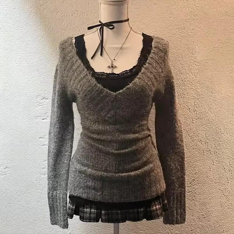 Trendy Striped V-Neck Hooded Pullover Sweater