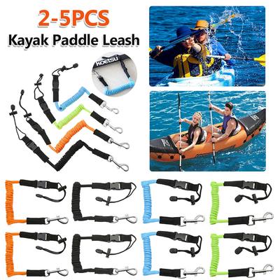 Kayak Paddle Leash Anti-lost Rope Adjustable Safety Rod Holder Rope Quick Release Surfing Coiled Lanyard for Kayaking Canoeing