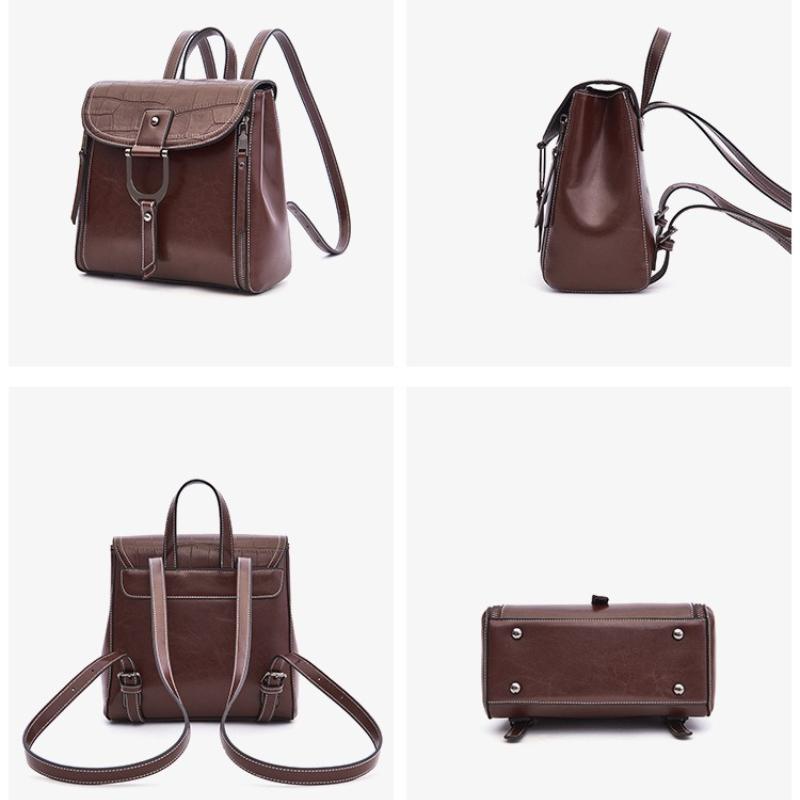 Genuine Cowhide Leather Women Backpacks Casual Ladies Travel Bags Girl's School Bags