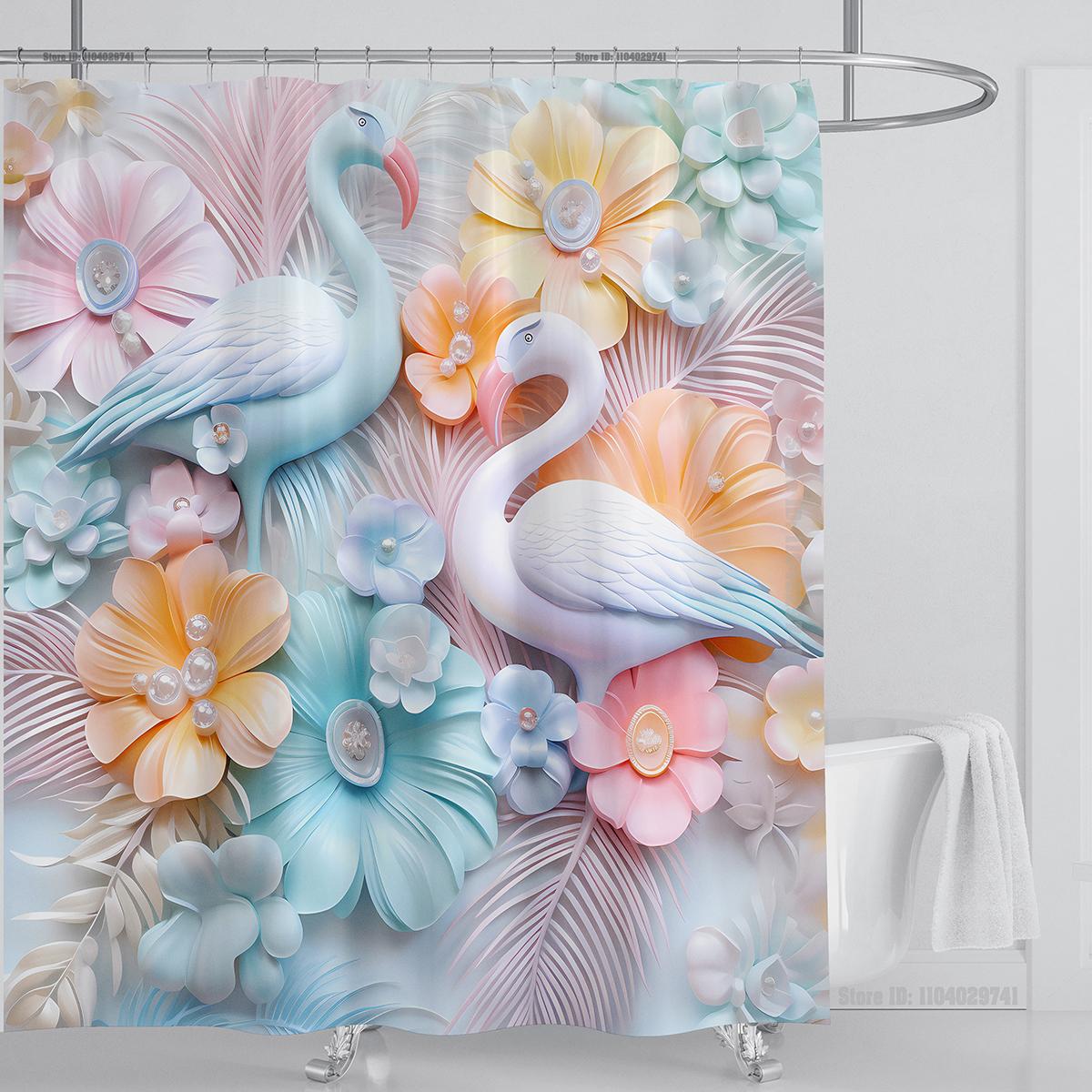 

3D цветочный занавес для душа водонепроницаемый занавес для душа полиэстеровая ткань 3D-принт занавеска украшение для ванной комнаты с крючками W90xH180cm