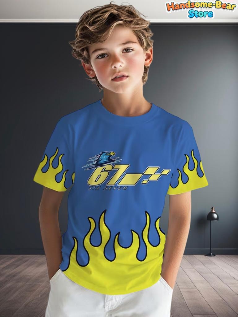 Interessante Maglietta per Bambini No. 67 Top Sportivo da Basket Estivo a Maniche Corte Svasato Moda per Bambini