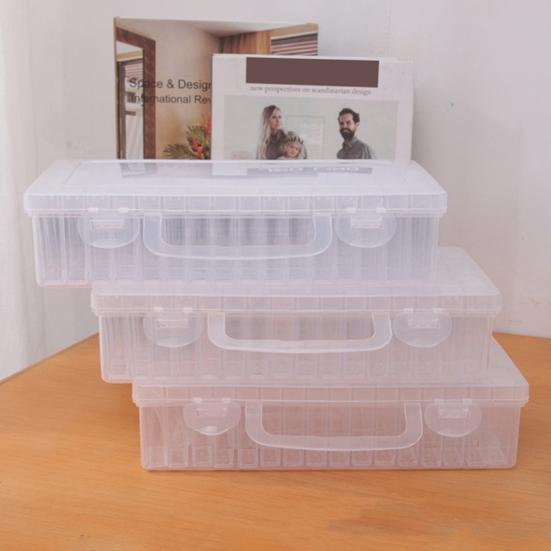 32/64 Grid Transparent Visible Organizer Bead Handle Separate Grids Diamond Painting Rhinestone Storage Box