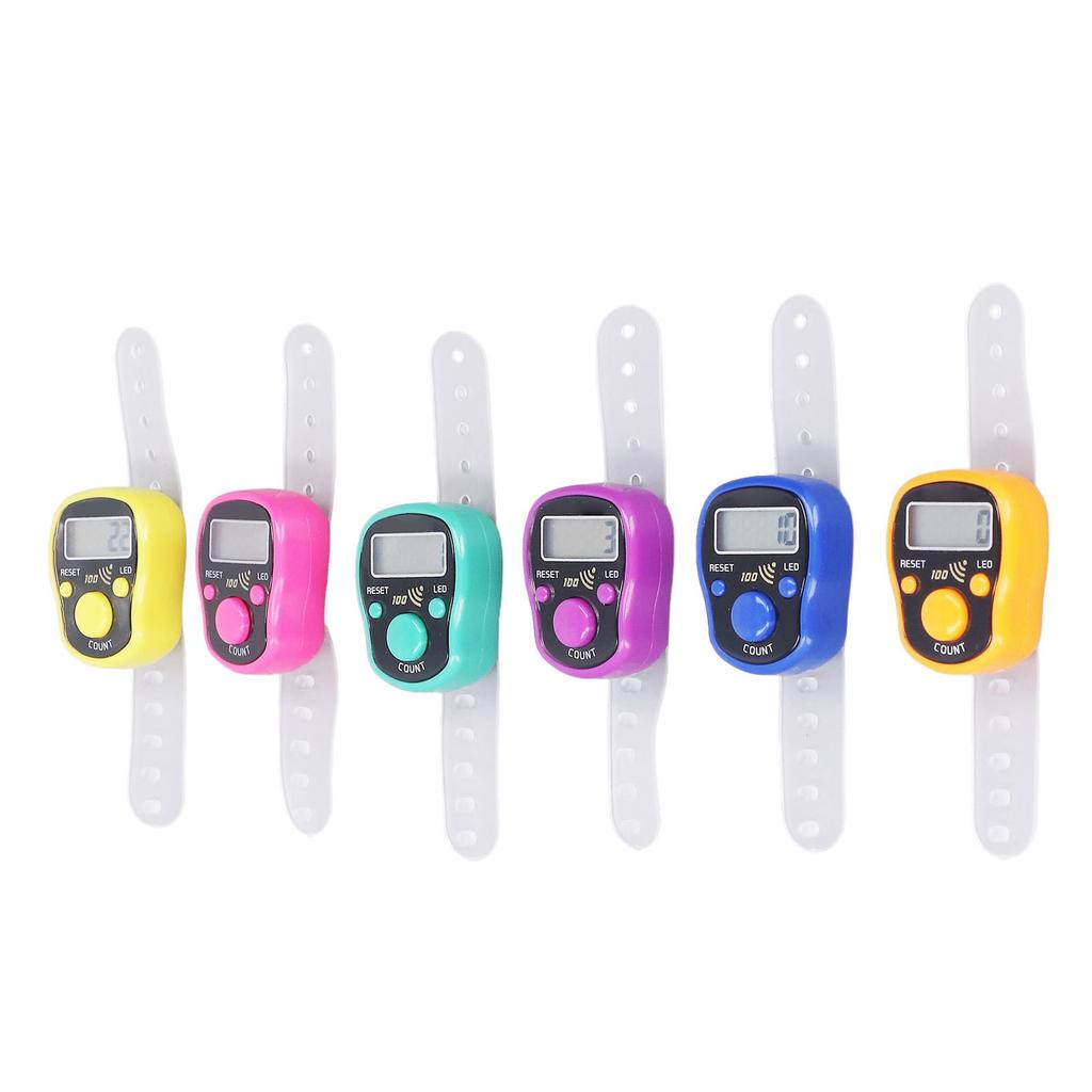 6 Pcs Electronic Finger Counter Portable Lightweight Adjustable Ring Clicker Counter with LED Light