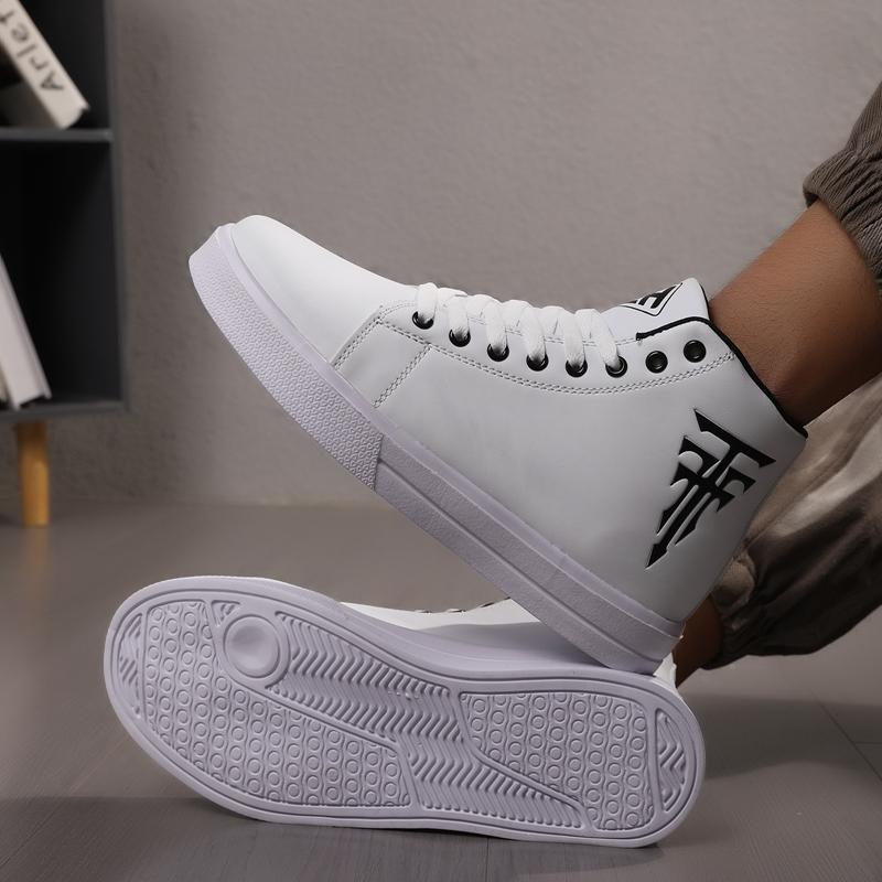 Fashion Print High-top Shoes Men Comfortable White Leather Sneaker Men Lightweight Men's Skateboard Shoes Big Size 48 Zapatillas