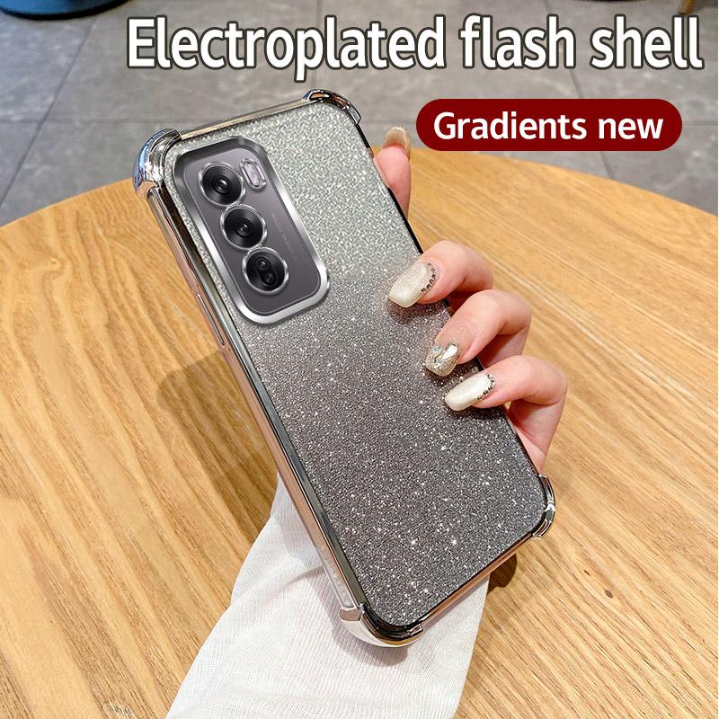 Luxury Plating Clear Shockproof Glitter Phone Case For OPPO Reno 12 11 10 9 8 Pro 5 6 7 8 Lite 12F 11F 5Z 7Z 8Z 8T 4G 5G Cover