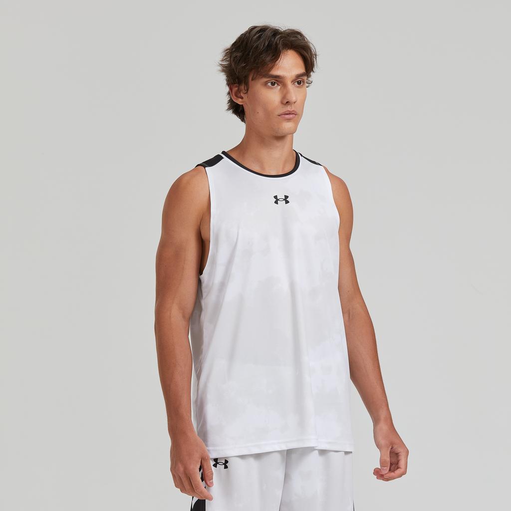 Under Armour Solid Color Loose Training Fitness Running Basketball Vest Unisex Tops White 24500105-100