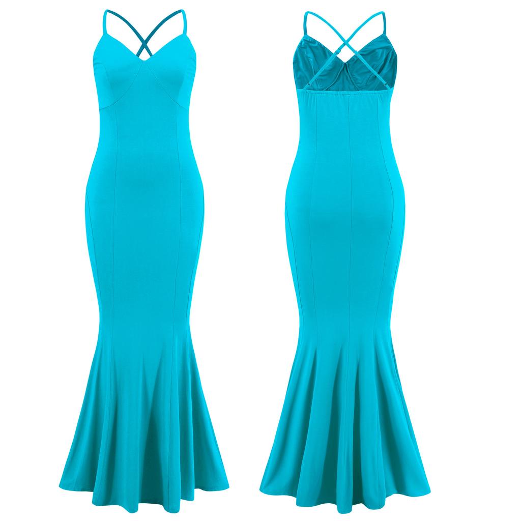Women Floral Beach Vacation Bodycon Streetwear Maxi Dress Summer Clothes Fishtail Skirt