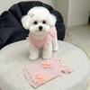 Pet pink mesh dog dress cute flower three-dimensional summer teddy cute soft cute little fly sleeve clothes