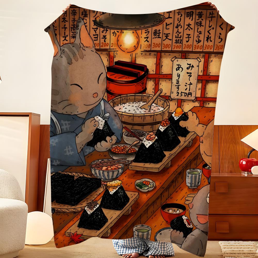 Art M-mimimi S-sticker Throw Flannel Throw Blanket, Lightweight Cozy, Durable Washable Cute Cool