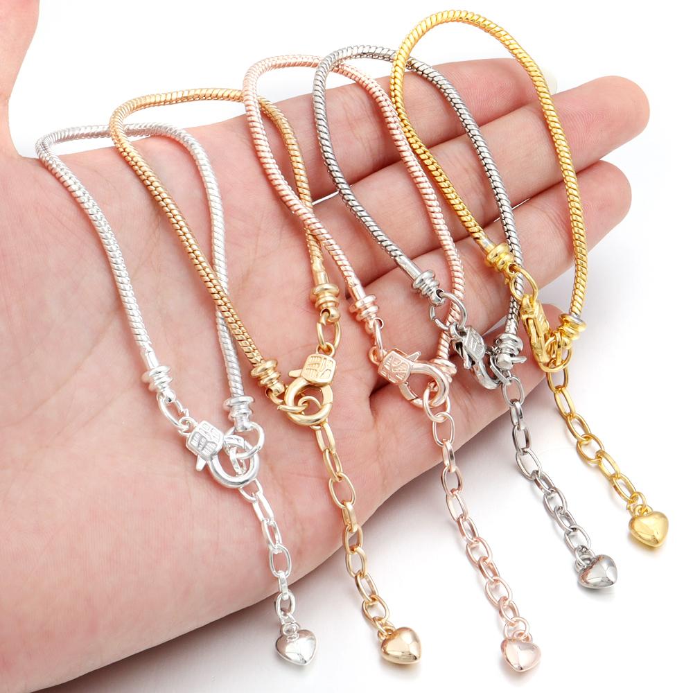 1Pc Gold Silver Color Snake Bone Chains Bracelet Simple Metal Bracelet For Jewelry Making DIY Handmade Couple Bracelet Accessory