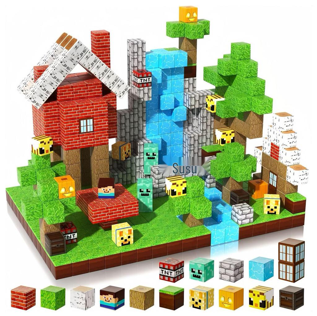 My Block World Children's Magnetic Cubes Set - Primeval Forest