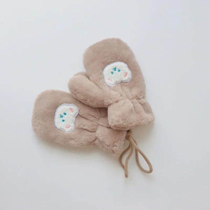 1 pereche de mănuși pentru copii pentru băiat, fată, modă, mănuși de urs cu desene animate, pentru copil mic, mănuși calde în aer liber, accesorii de iarnă pentru copii