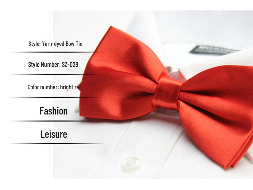 Solid Color Formal Wedding Bow Tie for Men - Customizable Logo and Multi-Color Options
