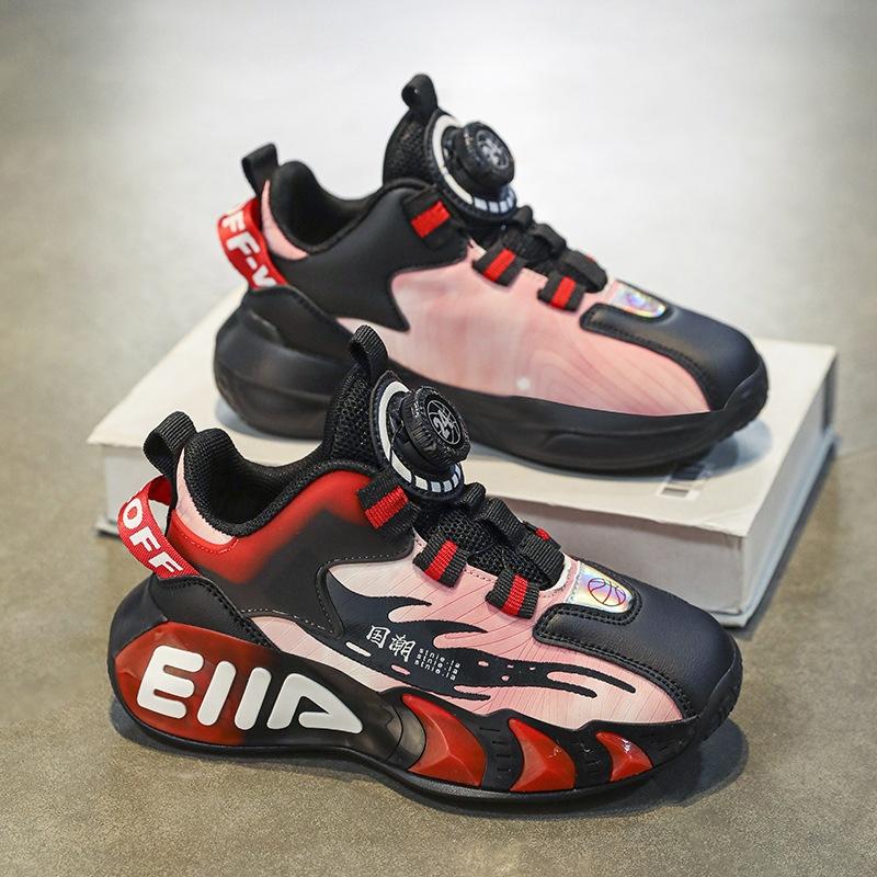 Boys Shoes Basketball Shoes 2025 Spring and Summer New Primary School Children Button Sports Shoes Girls Middle School Children Running Shoes