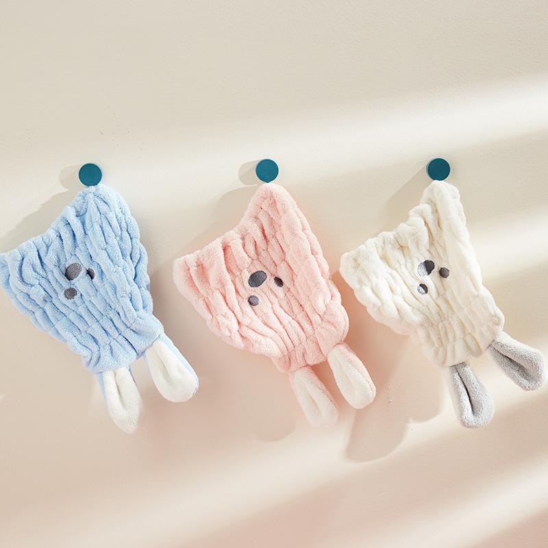 Children Wipe Hair Bun Head Female Cute Cartoon Rabbit Ears Strong Absorbent Quick-drying Dry Hair Cap