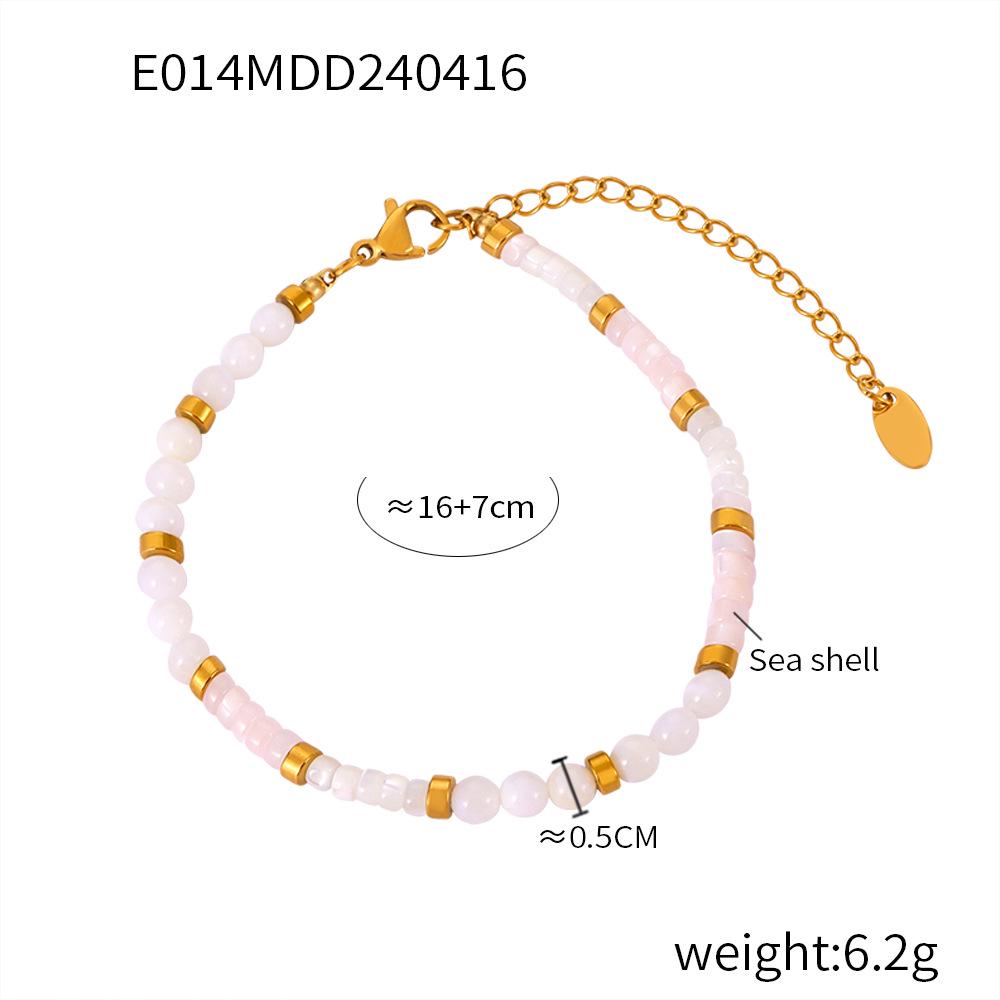 French Elegance Mother-of-Pearl Bead Titanium Steel Necklace & Bracelet Set – Women's Versatile Niche Design Jewelry, INS Style