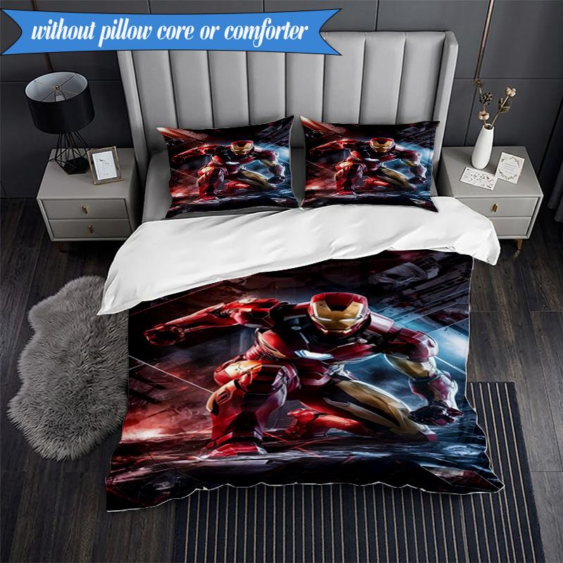 3PCS Iron In Action Bedding Set,Including 1pc Duvet Cover And 2pcs Pillowcases Perfect for Bedroom, Dormitory, Fan Christmas gift