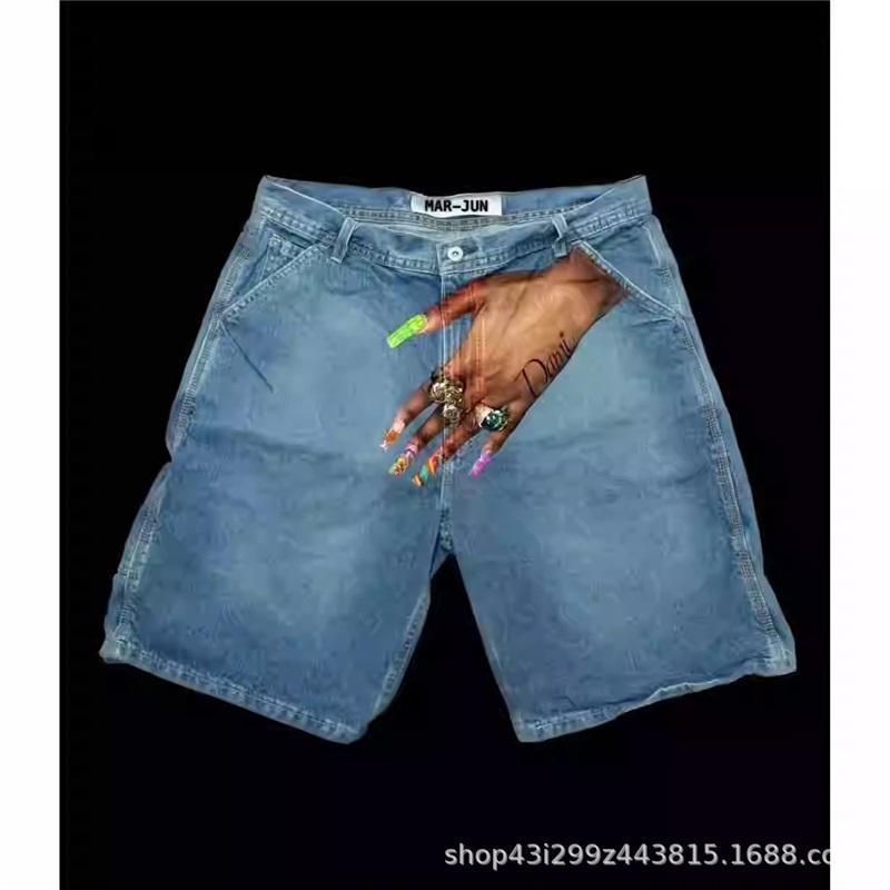 European And American Y2K Hip-hop Trend Pattern Printed Denim Shorts Couple Casual Trousers