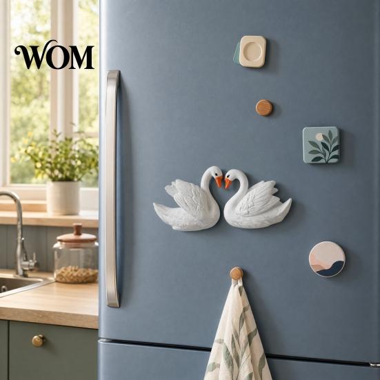 Swan Shape Decor Couple Refrigerator Magnet, 3D Resin Fridge Heavy Duty Magnets Decorative Magnet for Whiteboard Locker Door