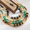Personalized Retro Geometric Alloy Acrylic Necklace, Fashionable Exaggerated Color Matching Beaded Collarbone Chain