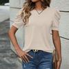 Women’s Short Puff Sleeve Crew Neck T Shirt Casual Loose Fit Soft Knit Top for Daily Wear Work Travel