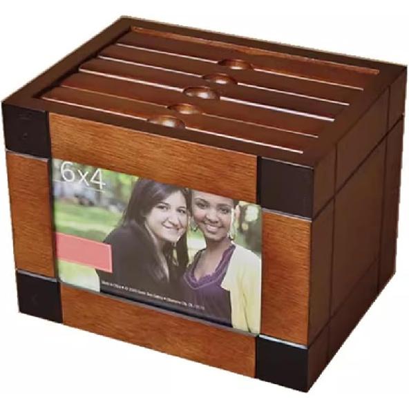 Деревянная коробка для фотографий, Коробка для хранения альбомов с 5 выдвижными альбомами, Куб-фоторамка для вставки фото, для фотографий 6x4 дюйма, Вмещает 100 фотографий, Свадьбы Юбилеи A