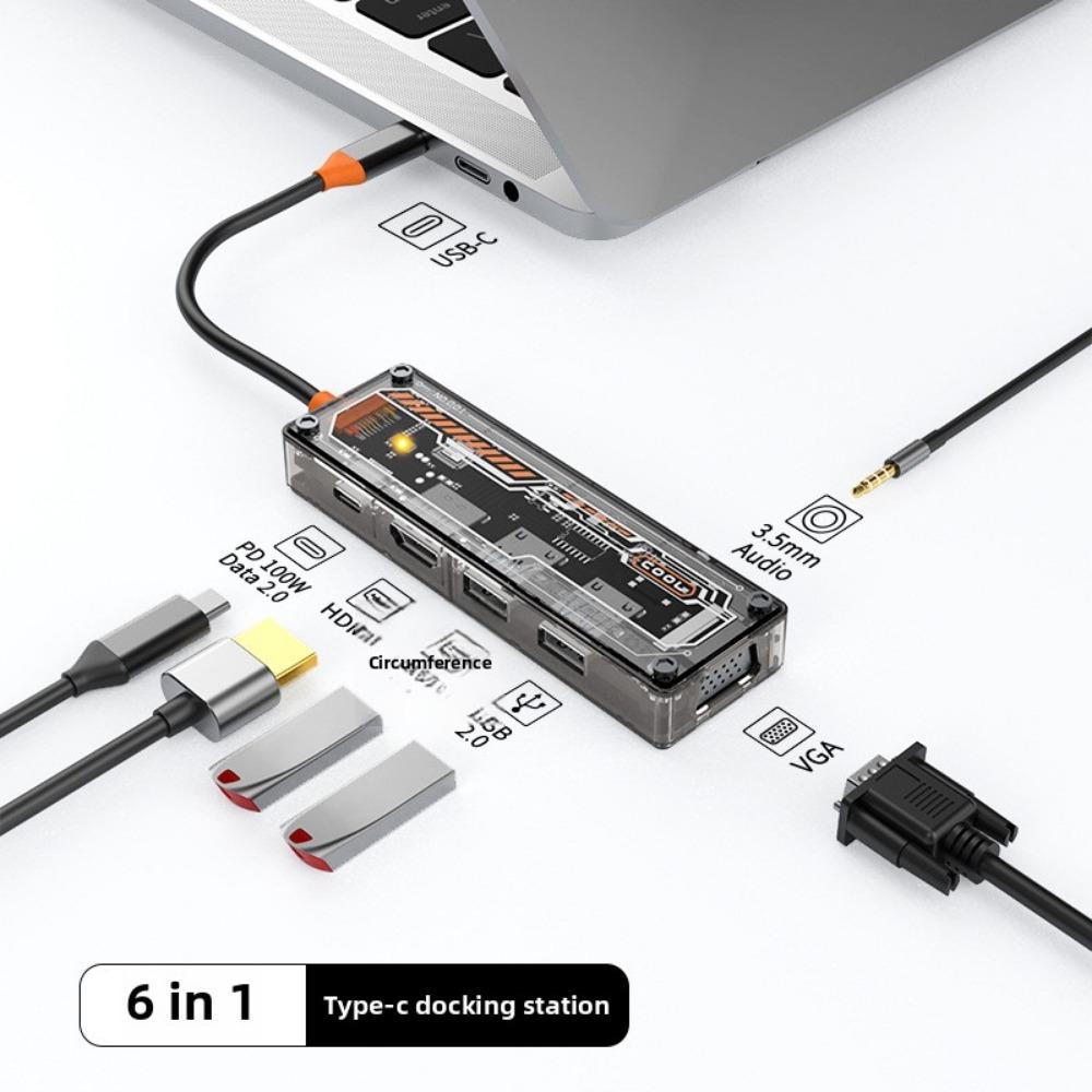 Transparent 10 In 1 Type C Docking Station USB Hub Adapter for Laptop PC MacBook