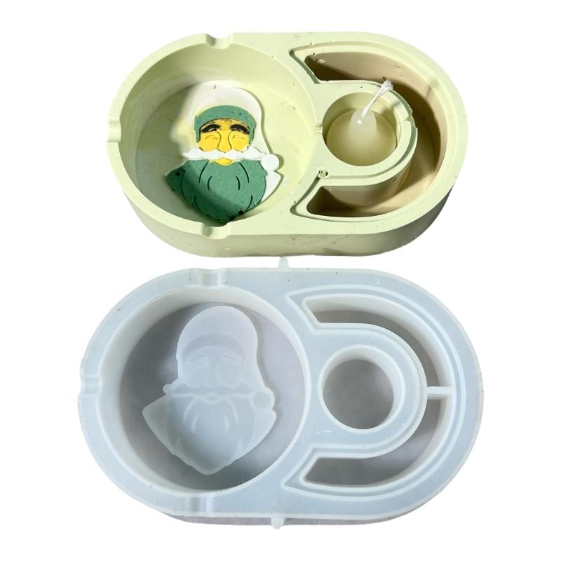 

Christmas Man Pattern Ashtray Craft Molds Office Desk Accessory Candle Holder Mold Christmas Silicone Molds for Ashtray 1