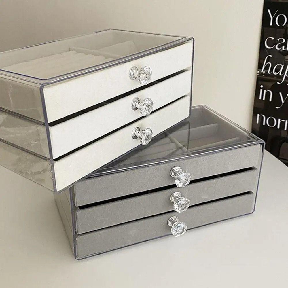 3-Layer Flannel Jewelry Box High-Capacity Earrings Necklaces Storage  Home Storage