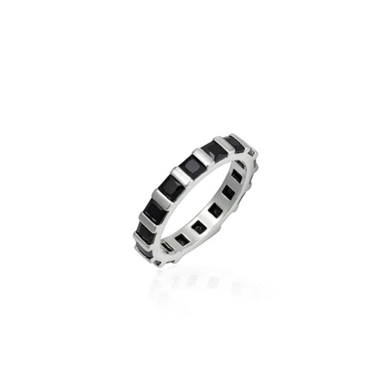 LUNNE Silver 925 Black Square Stone Eternity Ring #LSR25