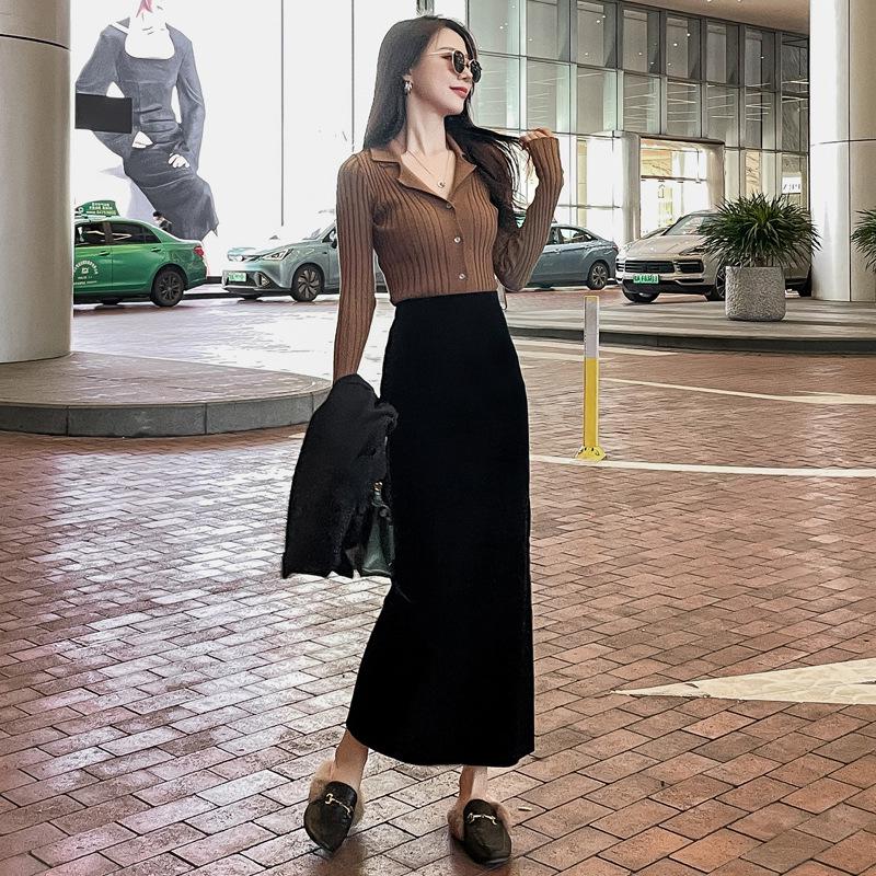 Golden Velvet Women's Mid-Length High-Waisted Slimming Pencil Skirt (Spring/Autumn 2026).