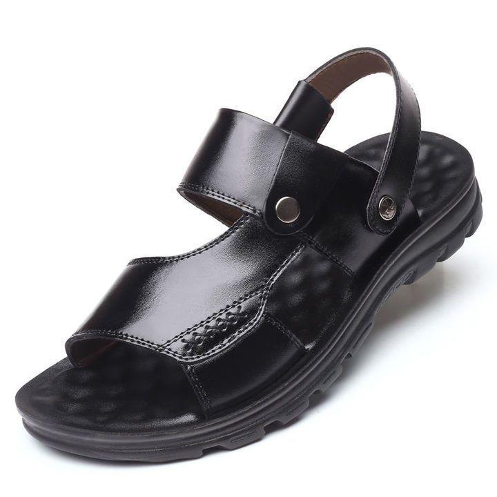 Pánské sandály ze 100% pravé hovězí kůže letní plážová obuv z pravé kůže Pánské studentské sandály s měkkou podrážkou