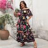 Frühlings- und Sommer-Damenkleid mit Temperament, Farbkontrast, Druck, Einreiherkragen, Kurzarm